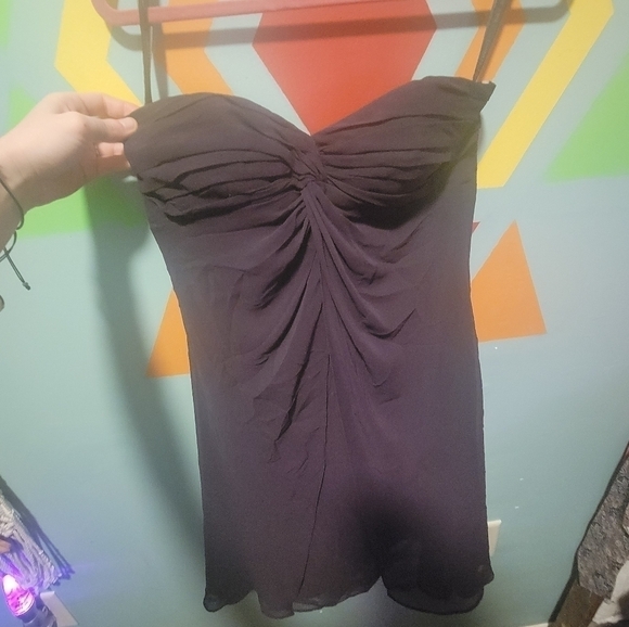 Bill Levkoff Women's Plum Chiffon Strapless Midlength Bridesmaid Gown Size 4 - Picture 7 of 16